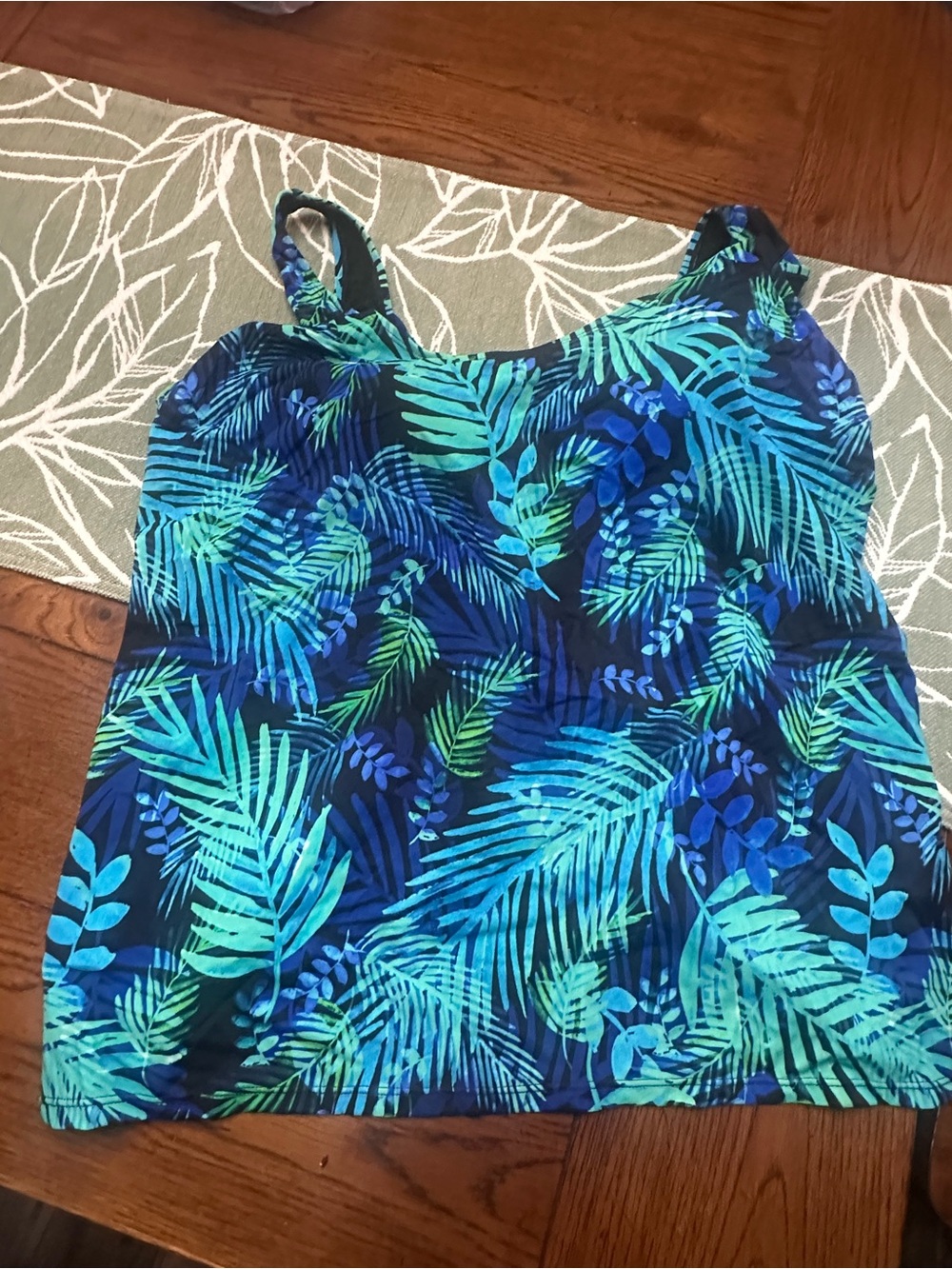 Swimsuits For All Tropical Leaf Tankini Top - Blue & Teal